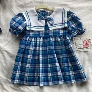 Vintage Blue Plaid Baby Dress